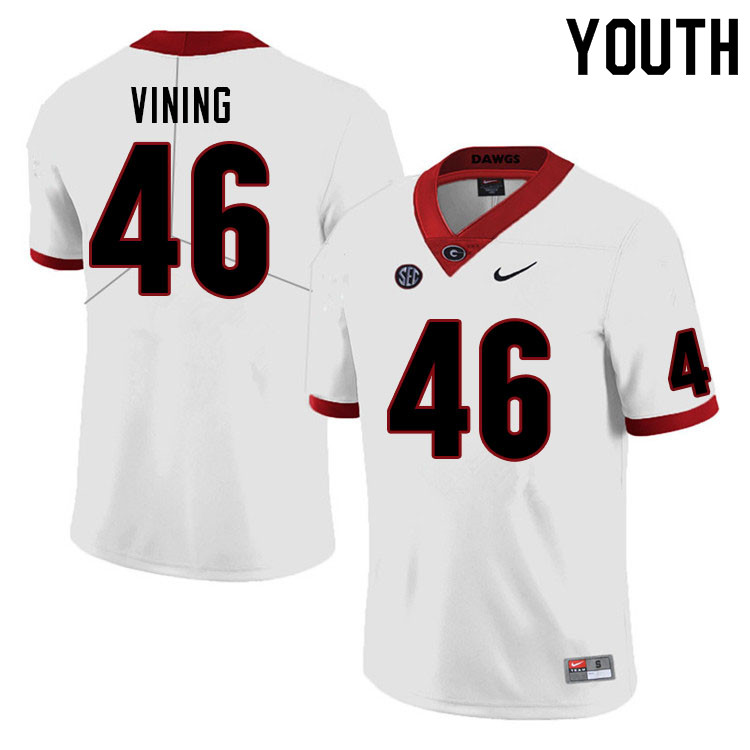 Youth #46 George Vining Georgia Bulldogs College Football Jerseys Sale-White - Click Image to Close